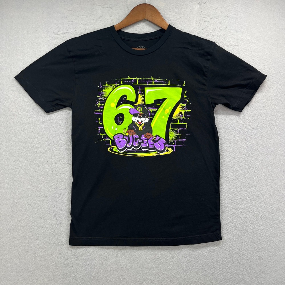 Bucees T Shirt Men Small Black 67 Graffiti Graphic Tee Short Sleeve Streetwear